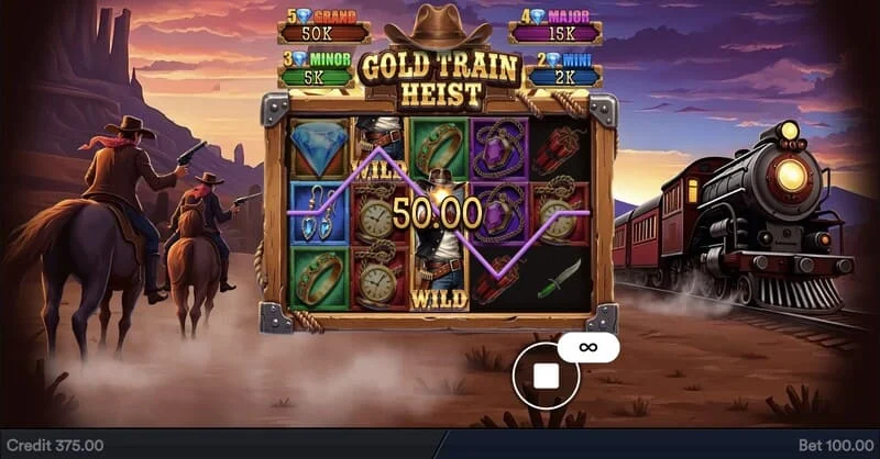 Gold Train Heist - išmokėjimų lentelė ir monetų vertė