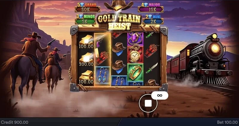Gold Train Heist - pagrindinis ekranas su būgnais ir piratų įlanka